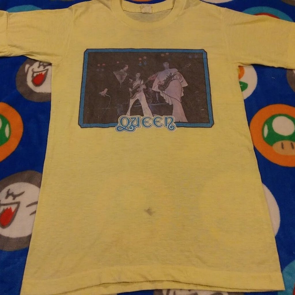 Vintage Rare 1970s Queen Band Freddie Mercury Brian May TShirt